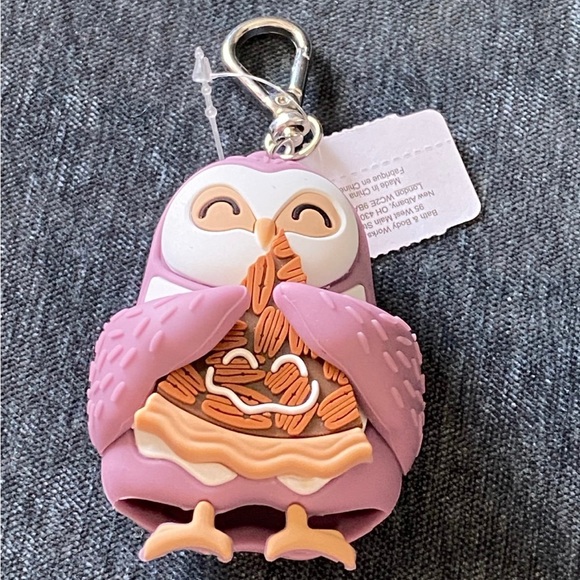 Bath And Body Works Owl With Pecan Pie Pocketbac Hand Sanitizer Holder Keychain - Picture 4 of 4